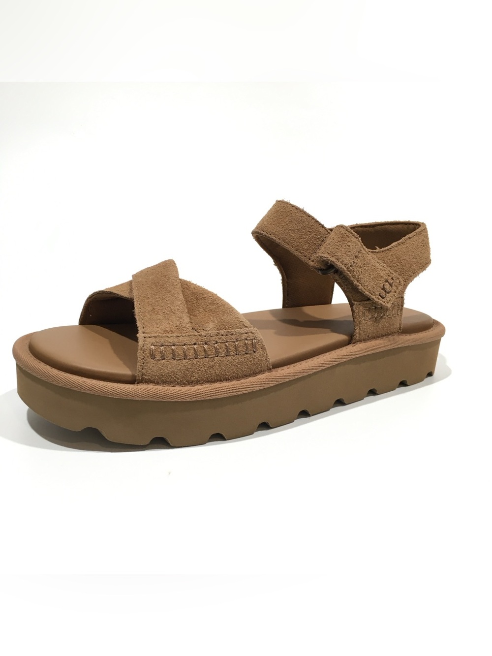 UGG Sungaze Brown Suede Platform Strap Sandals